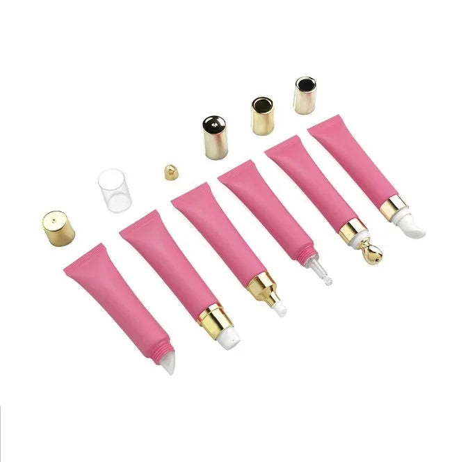 15ml Rose Red Frosted Cosmetic Hose Plastic Empty Bottle Pump Sprayer for Eye Cream Lip Balm Lip Gloss for Essence Lipstick