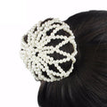 Pearl Beaded Hair Snood Elastic Hair Snood Net Crochet Hairnet Ballet Bun Hair Covers for Dance Performance
