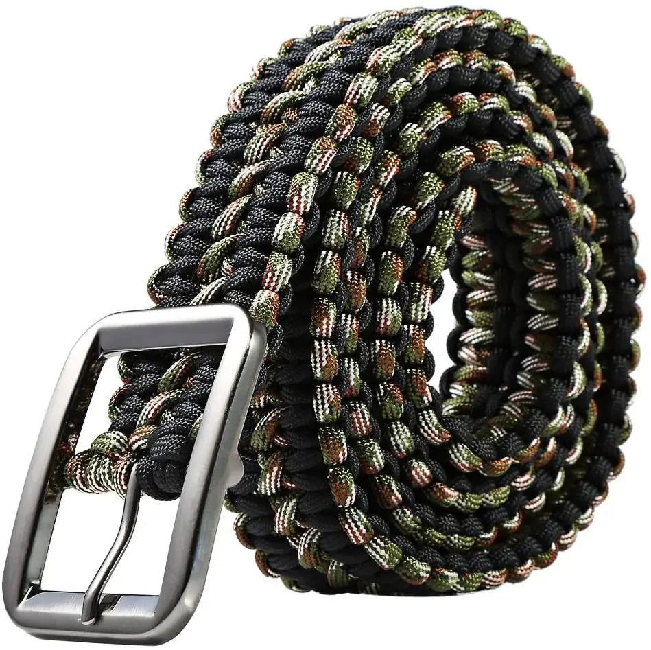 Outdoors Paracord Tactical Waist Belt Survival Woven Belt for Camping Hunting Hiking