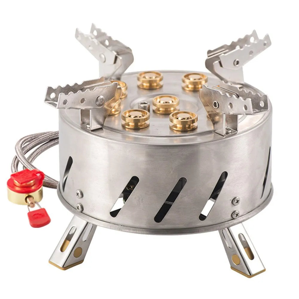 Self-Driving Tour Outdoor Stainless Steel 9-Head Stove Portable 9 Hole Fire and Brimstone Stove