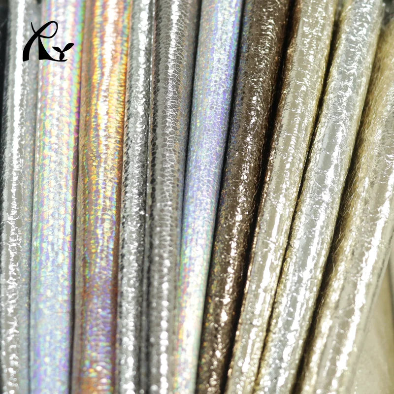 Spot Pearl Illusion Silver Burst Pattern Waterproof Metal Film PU Leather 0.6mm Thick Shoe Luggage Accessories Decoration