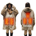 Custom Design Printed USB Heated Winter Warm Hoodie Blanket Wearable Oversized Sweatshirt