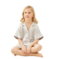 FUNG 3034 Solid Short Sleeve & Shorts Pajamas Set for Women-Breathable Eco-Friendly Spandex/Polyester Fabric Elastic Waist
