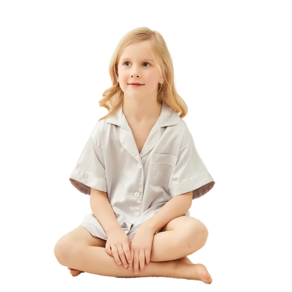 FUNG 3034 Solid Short Sleeve & Shorts Pajamas Set for Women-Breathable Eco-Friendly Spandex/Polyester Fabric Elastic Waist