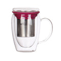 350ml/450ml Eco-Friendly Stocked Borosilicate Glass Double Wall Tea Infuser Cup Stainless Steel Infuser Loose Leaf Coffee Tea