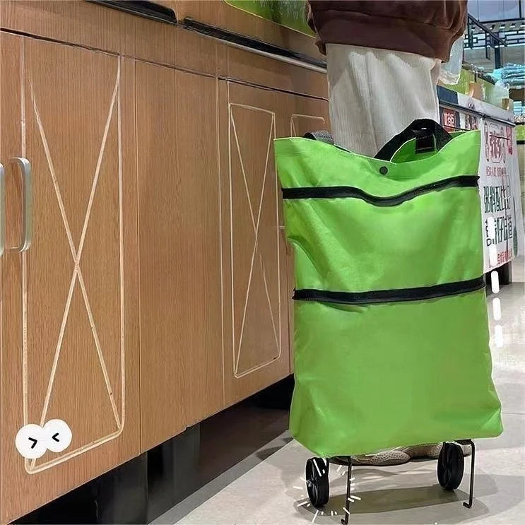 Folding Shopping Pull Cart Trolley Storage Bags Foldable Durable Oxford Cloth Reusable Grocery Bags Food Organizer Vegetables