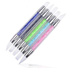 2023 New High Quality Double Head Rhinestone Silicone Nail Dotting Pen Nail Brush Set for Nail Art Salon