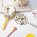 Zonyin Wholesale Oval Shape Portable Makeup Mirror Salon Handheld Mirror Electroplated Silver Hand Held Mirror for Girl