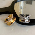 Fashion Personality Brass Gold Plated Irregular Diamond Wide Opening Adjustable Rings for Women