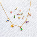 Tropical Forest Small Dinosaur Collar Chain Chokers 18K Gold  Jewelry Colorful Zircon Animal Pendant Necklace for Women Girls