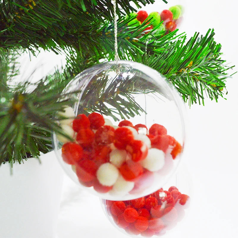 2022 Clear Plastic 8cm Christmas Baubles DIY Custom Logo Ornament Ball Tree Decoration Promotional Party Supplies 24/Pack China MegaBDM