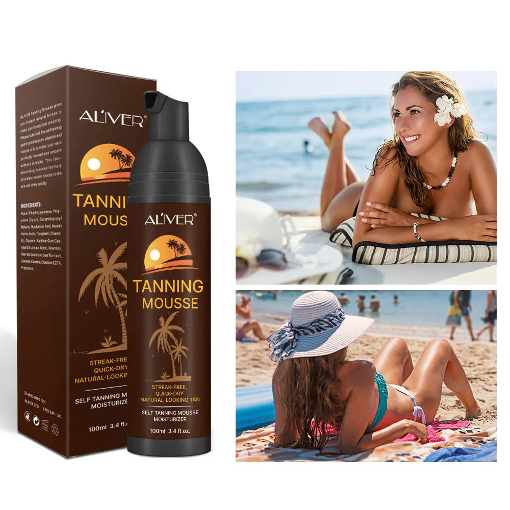 AlIVER Private Label Wholesale Customizable logo Self Tanning Dark Tan Moussetanning Mousseself Tan Mousse