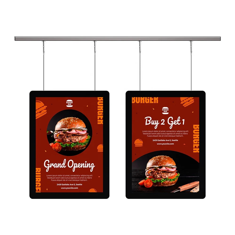 Eco-Friendly Super Clear Acrylic Window LED Advertising Light Box Double Sided Easy Assembly Black/Silver 12V/24V Display Stand