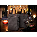 Portable Bottle Wine Bag Canvas Twin Wine Caddy Bag Leather Handle Wine Carrier Champagne Beer Gift Bags