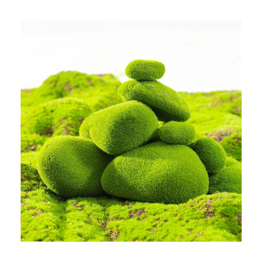 Wholesale Durable Green Artificial Froth Material Mossy Stone for Flowerpot Indoor Scenic Decoration