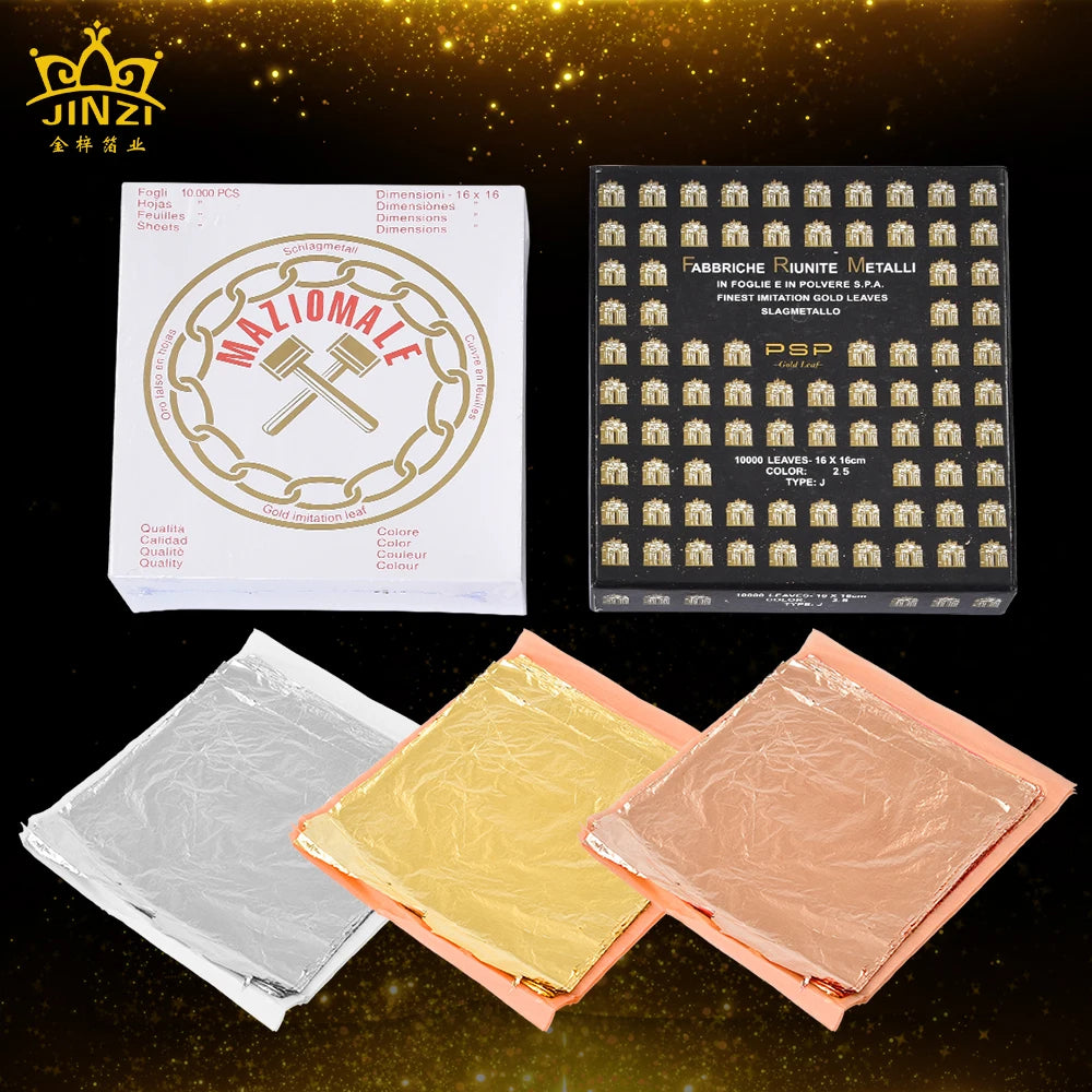 Factory Direct Sale 16X16Cm Italian Imitation Gold Leaf Foil Sheets 10000 Sheets Gold Leaf for Furniture Deco