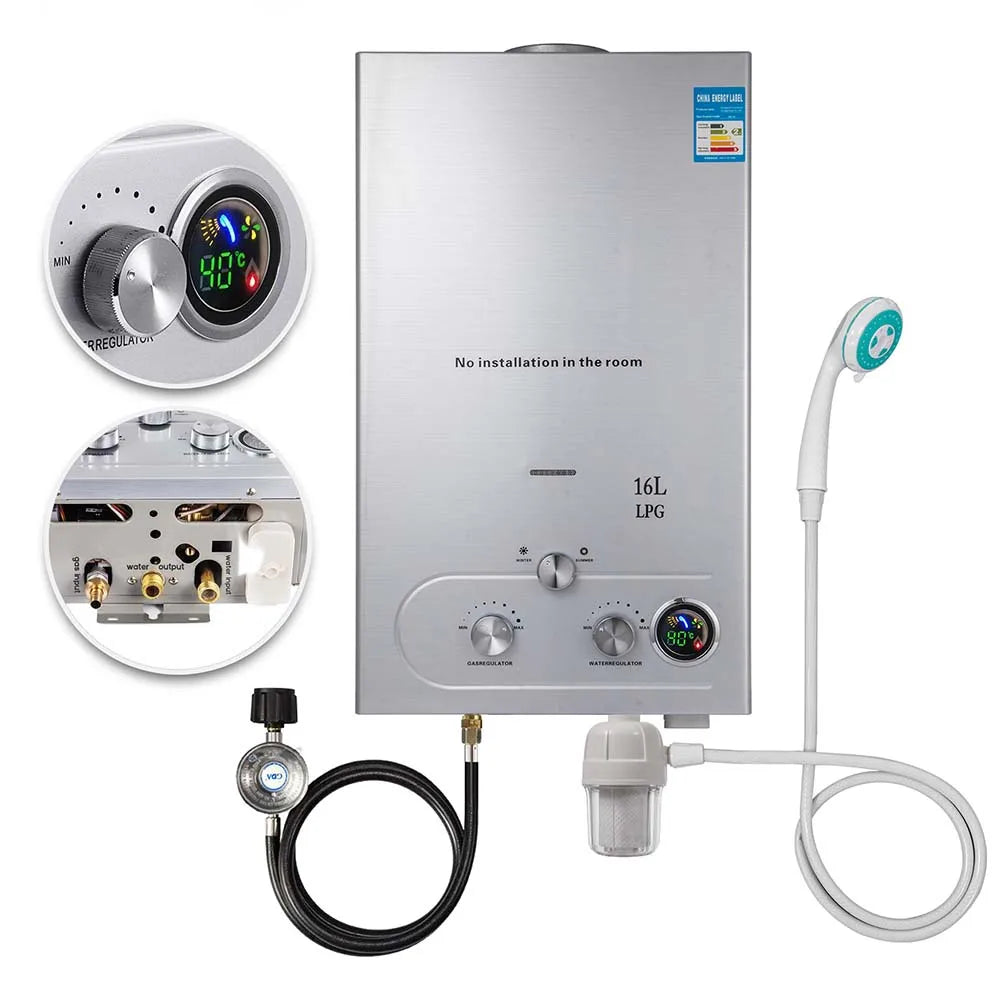 VEVOR Bathroom Shower 18L LPG Propane Gas Hot Water Heater