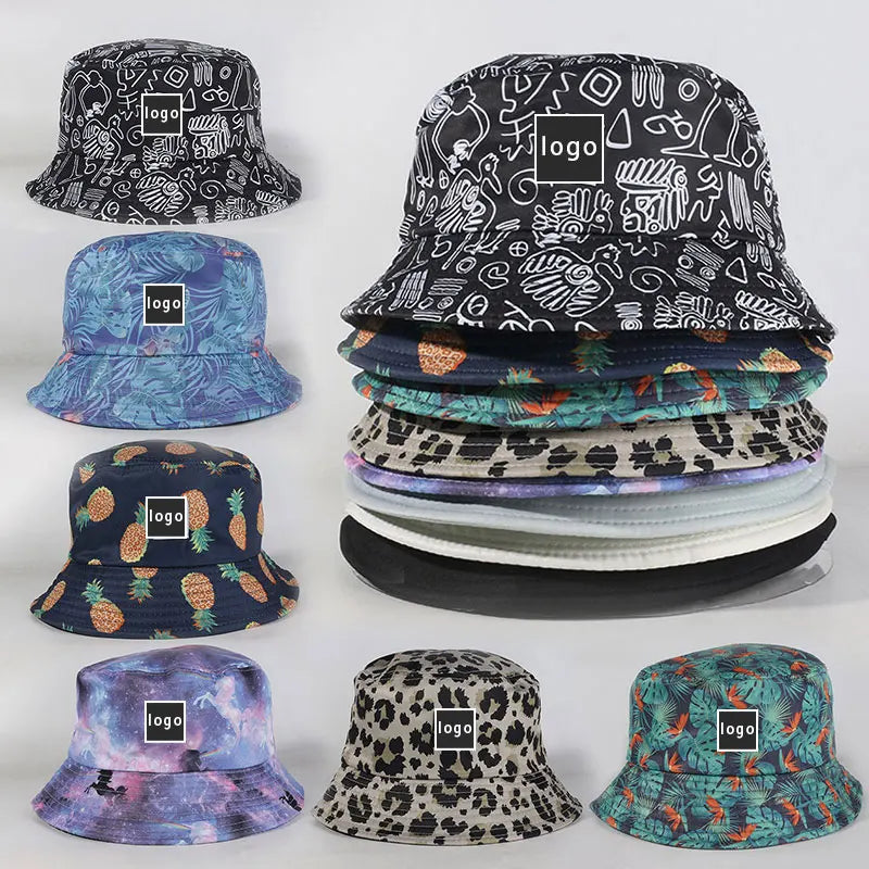 Wholesale Custom Full-Print Fisherman Hat Wide Brim Bucket Hat High-Quality Sun Hat with Custom Label Custom Hats