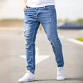 OEM Fashion Good Quality Trending Men Casual Solid Color Cotton Denim Slim Leg Pants Jeans