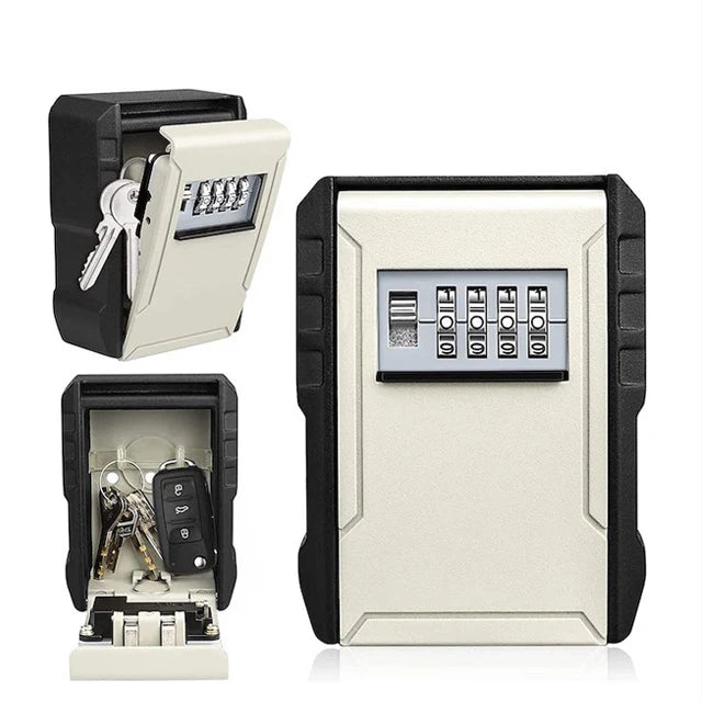 4-Digit Wall Mounted Key Safe With Sliding Lid for Home Garage School Office Key Box Combination Lock