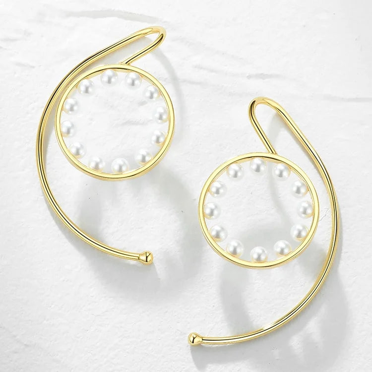 Fashion Pearl Circle Ear Cuff Clip on Earrings for Women Statement Gold Color Earrings Without Piercing Jewelry E191106