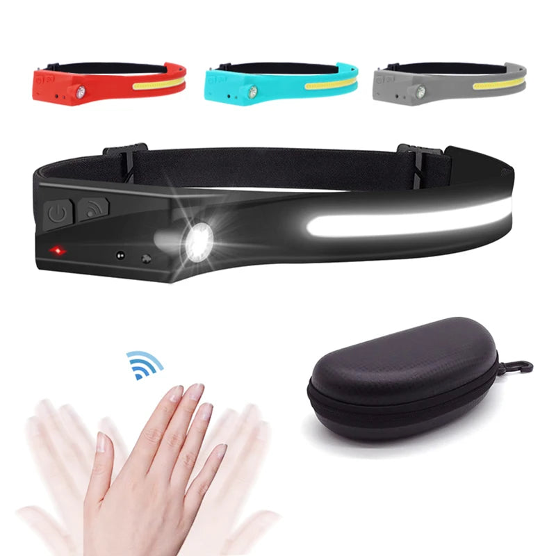 COB LED Rechargeable Headlamp Lightweight Design Waterproof Induction Safety Light for Running Camping Riding PC 10000 Portable