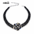 Luxury Black Rose Alloy Crystal Necklace Elegant Fashionable Elegant Choker Design Jewelry