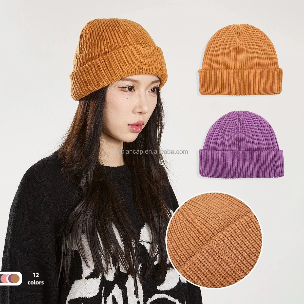Unisex Wholesale Custom Logo Ribbed Wool Knit Beanies Winter Luxury Warm Cuffed Beanie Hat for Women Men