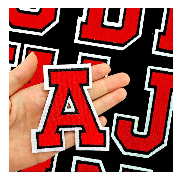 26 Alphabet Embroidery Patches Embroidered Colorful Letters Varsity Letter Iron-On Chenille Eco-Friendly Felt Heat Cut