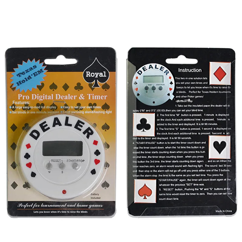 Casino Poker Tournament Timer Digital Dealer&Timer Black Jack Texas Hold'em Plastic Poker Chips Accessories