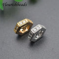 Bracelet Accessories Nickel Free Gold Silver Plated CZ Pave Geometric Hexagon Spacer Beads for Jewelry Making