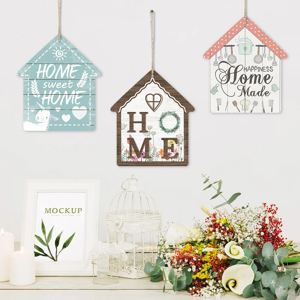 Sweet Home House Shape Jesus Wooden Plaque Sign Welcome Sign Home Hanging Wall Ornament Decor
