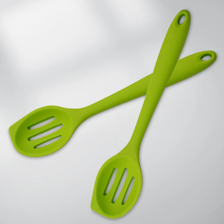 Food Grade BPA Free Kitchen Silicone Slotted Spoon Heat Resistant Non-Stick Eco-Friendly Dishwasher Safe Scraper Spoon