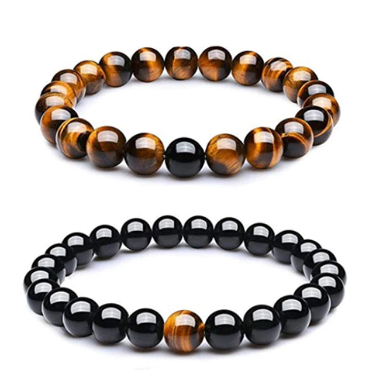 H003 Wholesale 8mm Couple Beaded Bracelet Bangles tiger Eye Bracelet Natural Stone Fashion Jewelry Bracelets