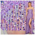 Sparkly Glitter Sequins Mesh Lace Fabric Luxury Bridal Crystal Sequins Net Stripe Lace Fabric for Wedding Dress
