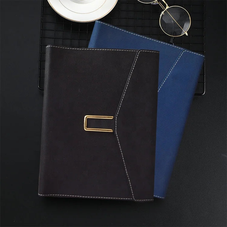 Office Leather Hard Cover Magnetic Loose-Leaf Ring Binder Journal A5 Custom Logo Printing