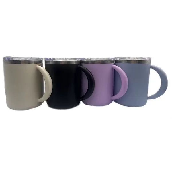 Wholesale 460ml Stainless Steel Mug SS304 Inner Plastic Outside Office Cup Double Wall Car Travel Tumbler with Handle Slide Lid