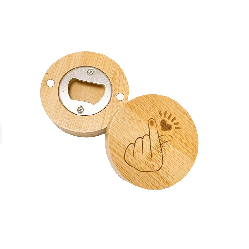 Modern Custom Design Bamboo Wood Beer Magnetic Bottle Opener with Your Own Logo