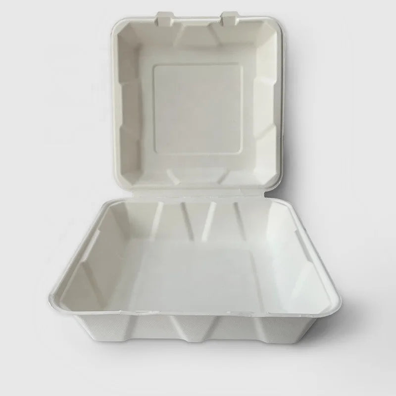 Biodegradable To-go Food Containers Sugarcane Restaurant Containers Bagasse Pulp Ecofriendly Disposable Lunch Hamburger Box
