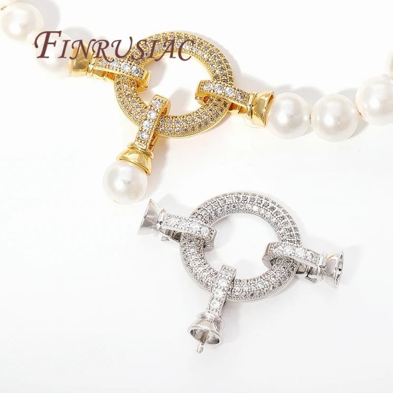 Connectors for Jewelry DIY 18K Gold Plated Zircon Necklace Clasps Pearl Pendant Mounting Findings Fasteners Bracelets