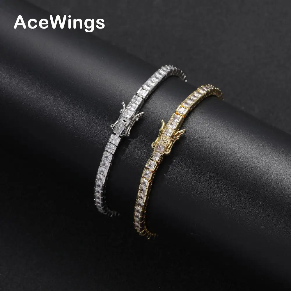 BB117   2.5mm  7"  8"Tennis Chain Bracelet Hip Hop Jewelry Gold Silver Material CZ Bracelet Iced Out