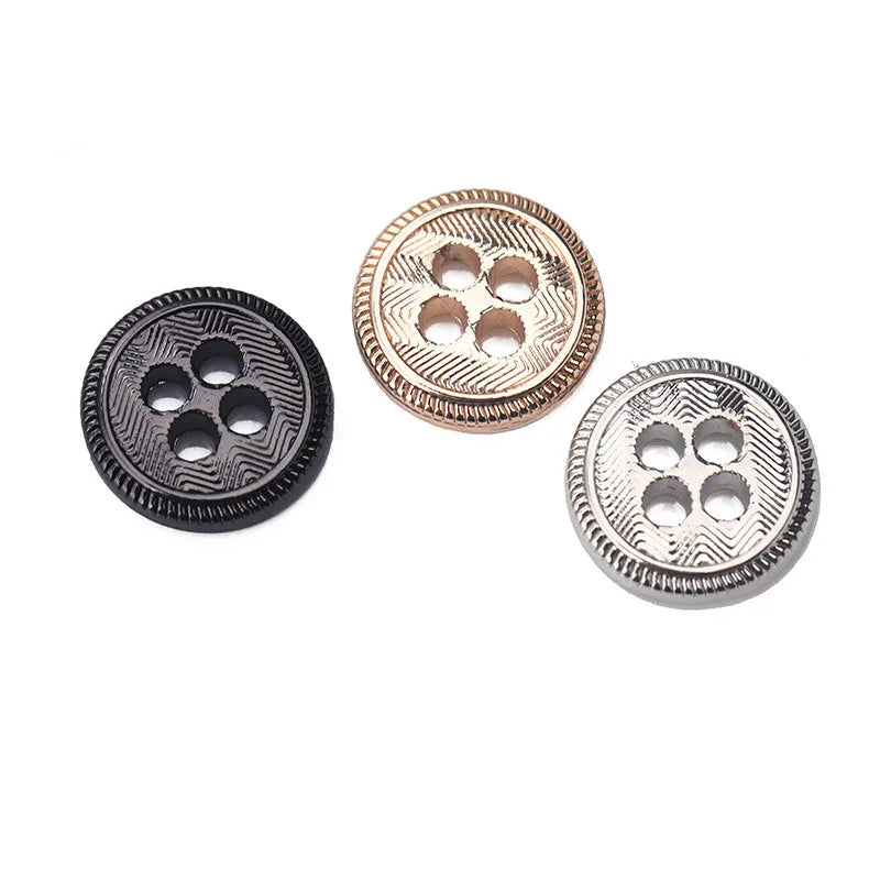 Water Ripples Four Eyes Small Size 10mm Alloy Metal Button Black Shirt Suit Trousers Decorative Accessories Garment Buttons