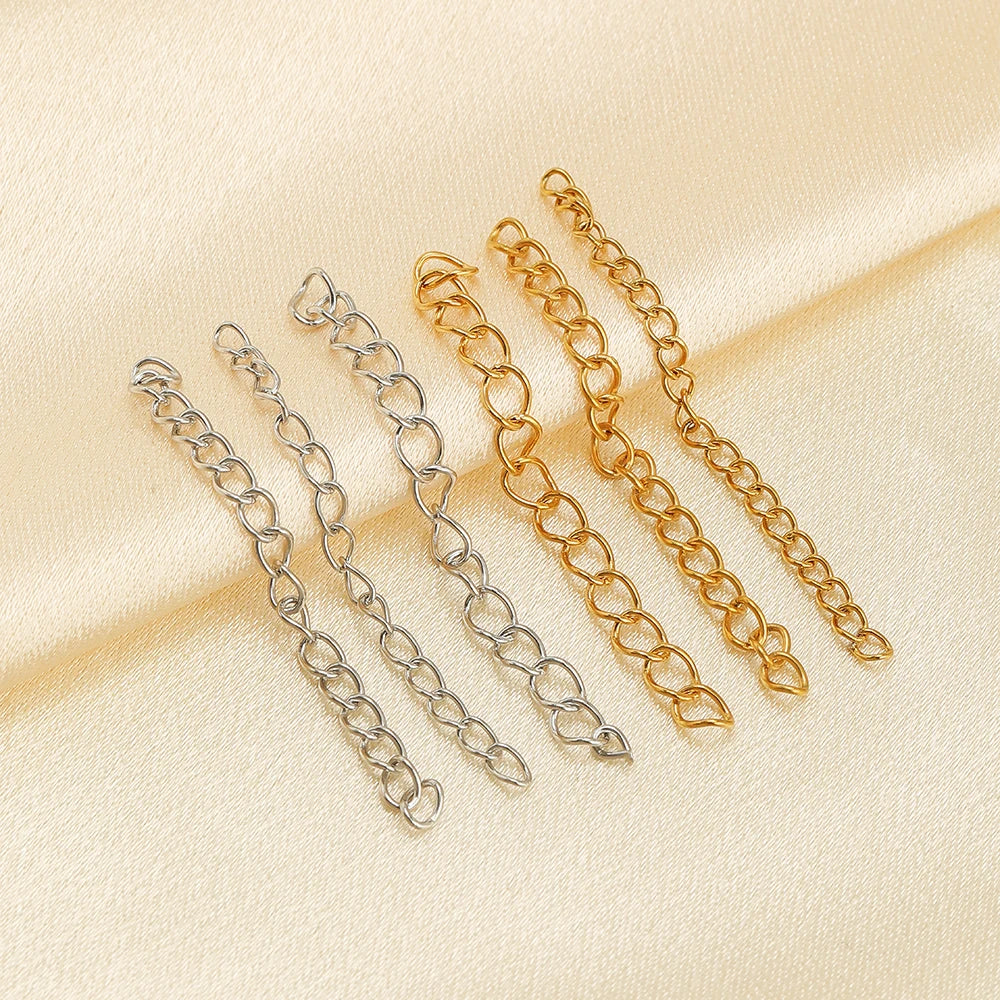 Color-Preserving Vacuum-Plated Stainless Steel Extension Chains for Jewelry Making Necklace Bracelet Supply Accessories