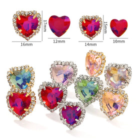 Lan Guang Hot Sale Heart Shape Flatback Sew on Rhinestone Loose Bulk Glass Rhinestones With Cup Chain Claws for Garment