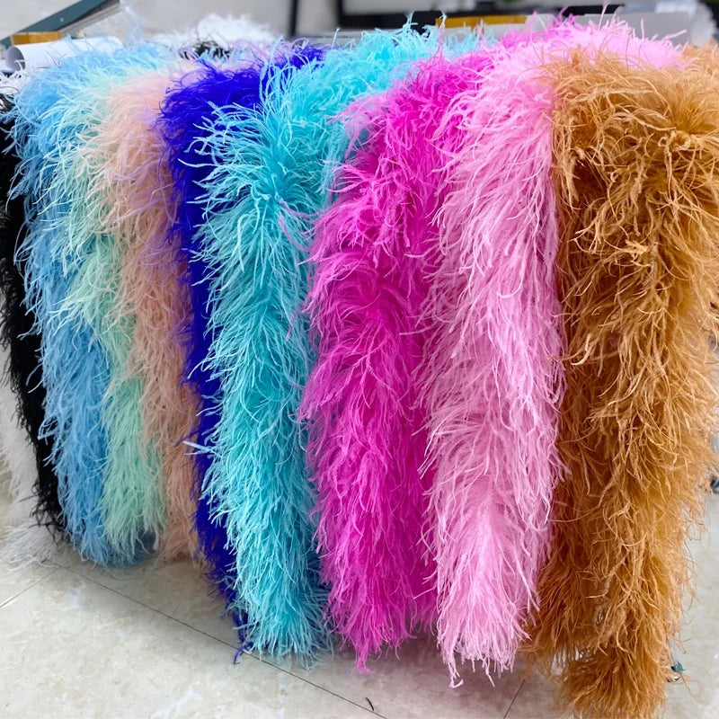 Feather Supplier Wholesale Leading 6plys 2m/pcs Ostrich Feather Boa Trim for Feather Product Sales Cheaper
