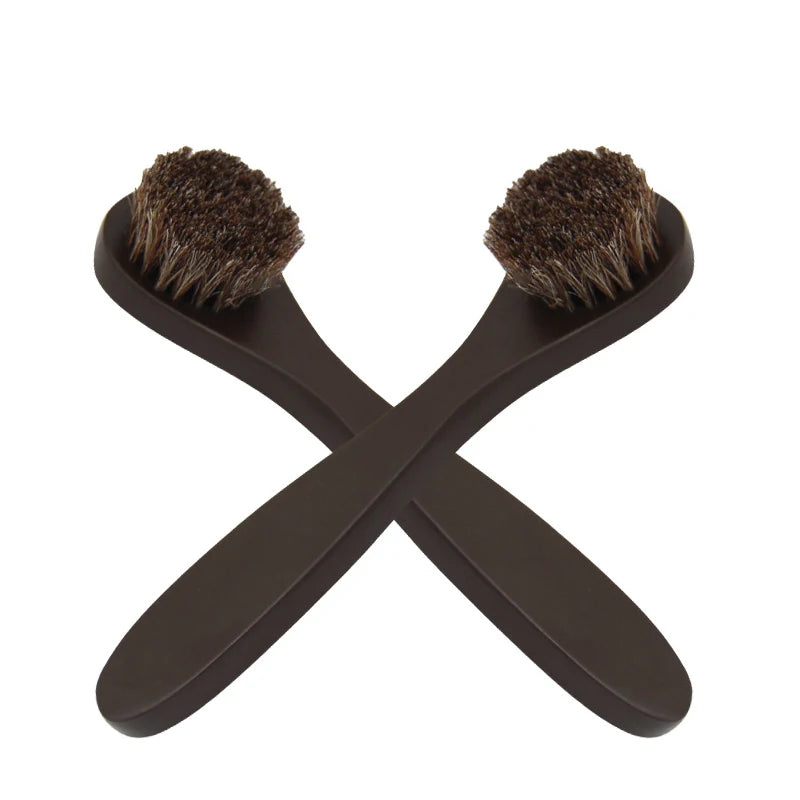 Horsehair Shine Shoes Brush Polish Dauber Applicators Cleaning Leather Shoes Boots Horse Mane Brushes