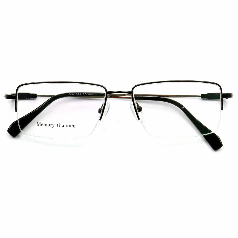 Newest Fashionable Print Rectangle Half Square Frame Titanium OEM Eyeglasses Frames for Men