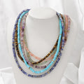 Colorful 2*4mm Stone Heishi Beads Dainty Necklace Gold Plated Spacer Bead Necklace Adjustable Beaded Choker Necklace with Clasp