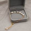 Ins Simple Minimalist Adjustable Pearl Woman Stainless Steel Bracelet Gold Plated Simple  Woman Bracelet