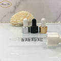 Stock 18/410 Shiny Smooth Plastic Screw Cap Dropper Conical Dropper 30ml Black Rubber Silver Dropper